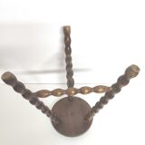 Vintage tripod stool in solid wood beaded legs