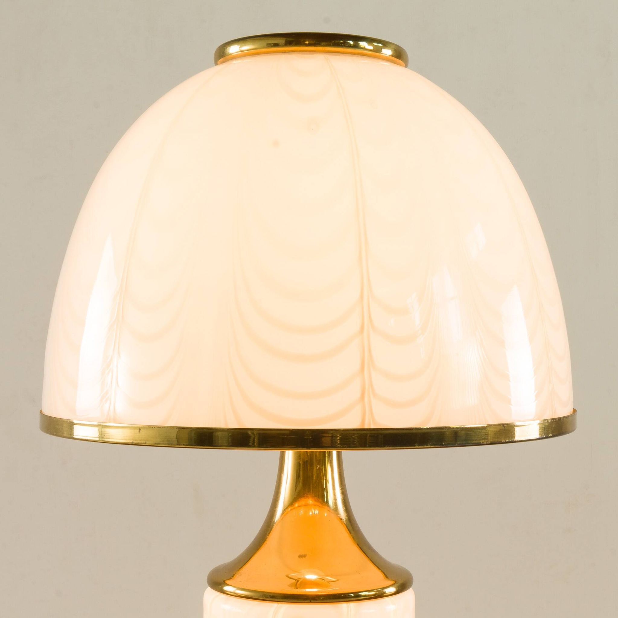 Rare Romeo Rega Murano glass and brass lamp, Italy 1980s