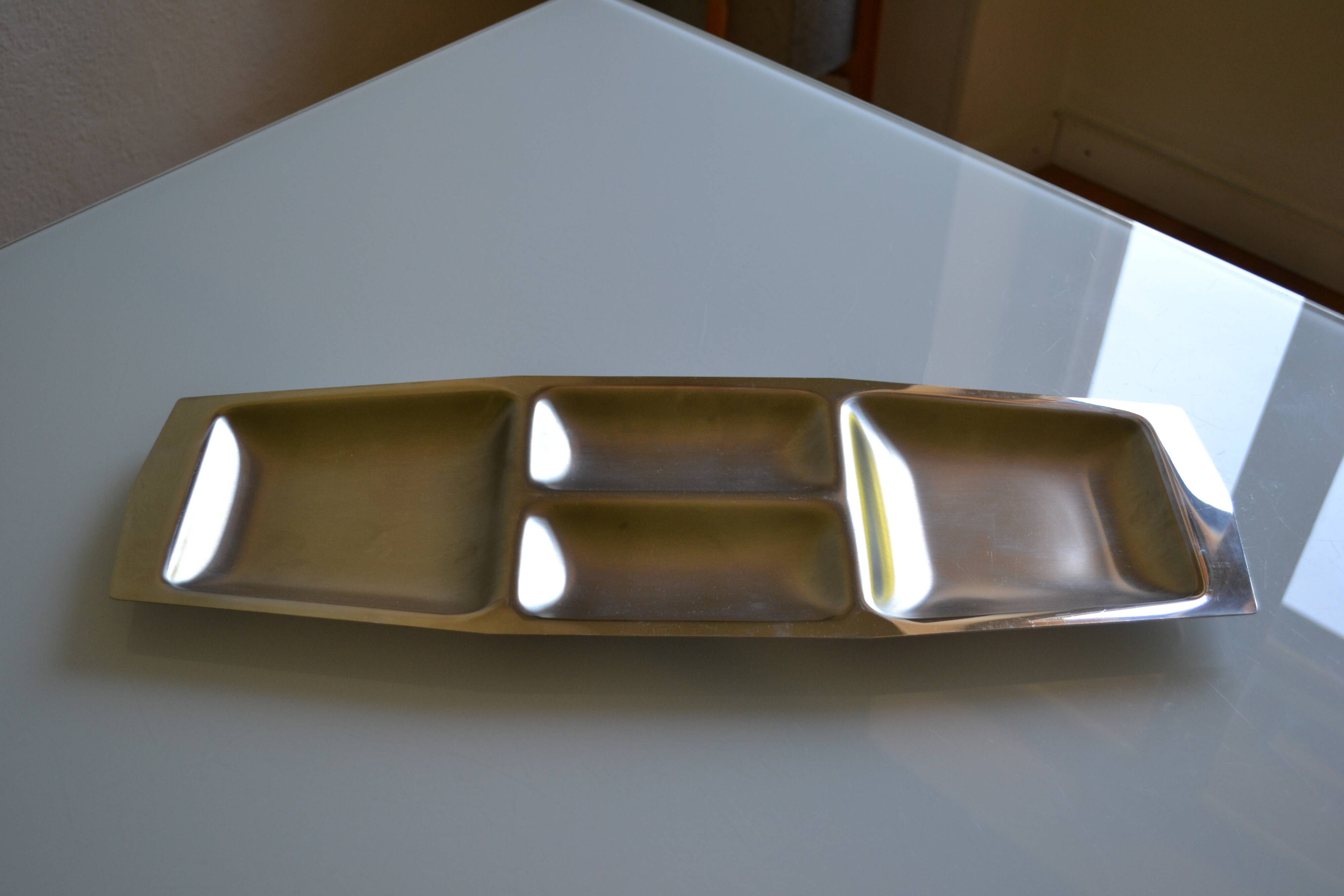 Chichester plate England in brushed stainless steel 1970s