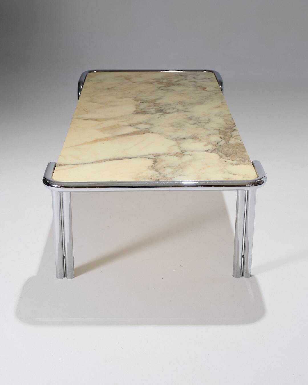 Marble and Tubular Metal Coffee Table, 1970s