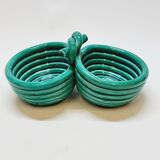 Double coupelle en céramique turquoise vallauris a m vintage