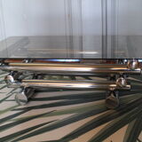 Chrome & smoked glass coffee table