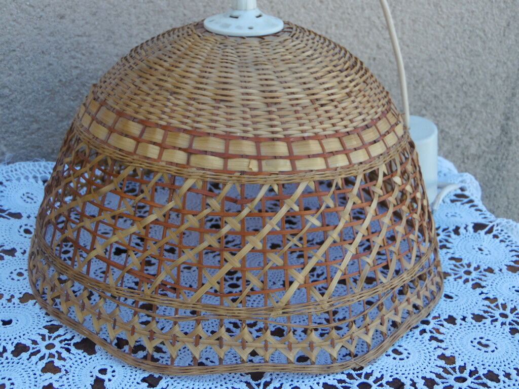 Honey and caramel wicker hanging lamp