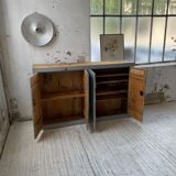 Factory blue patinated workshop furniture