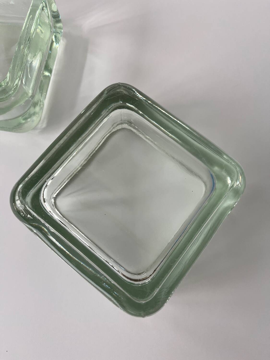 Solid square ashtray made of thick glass