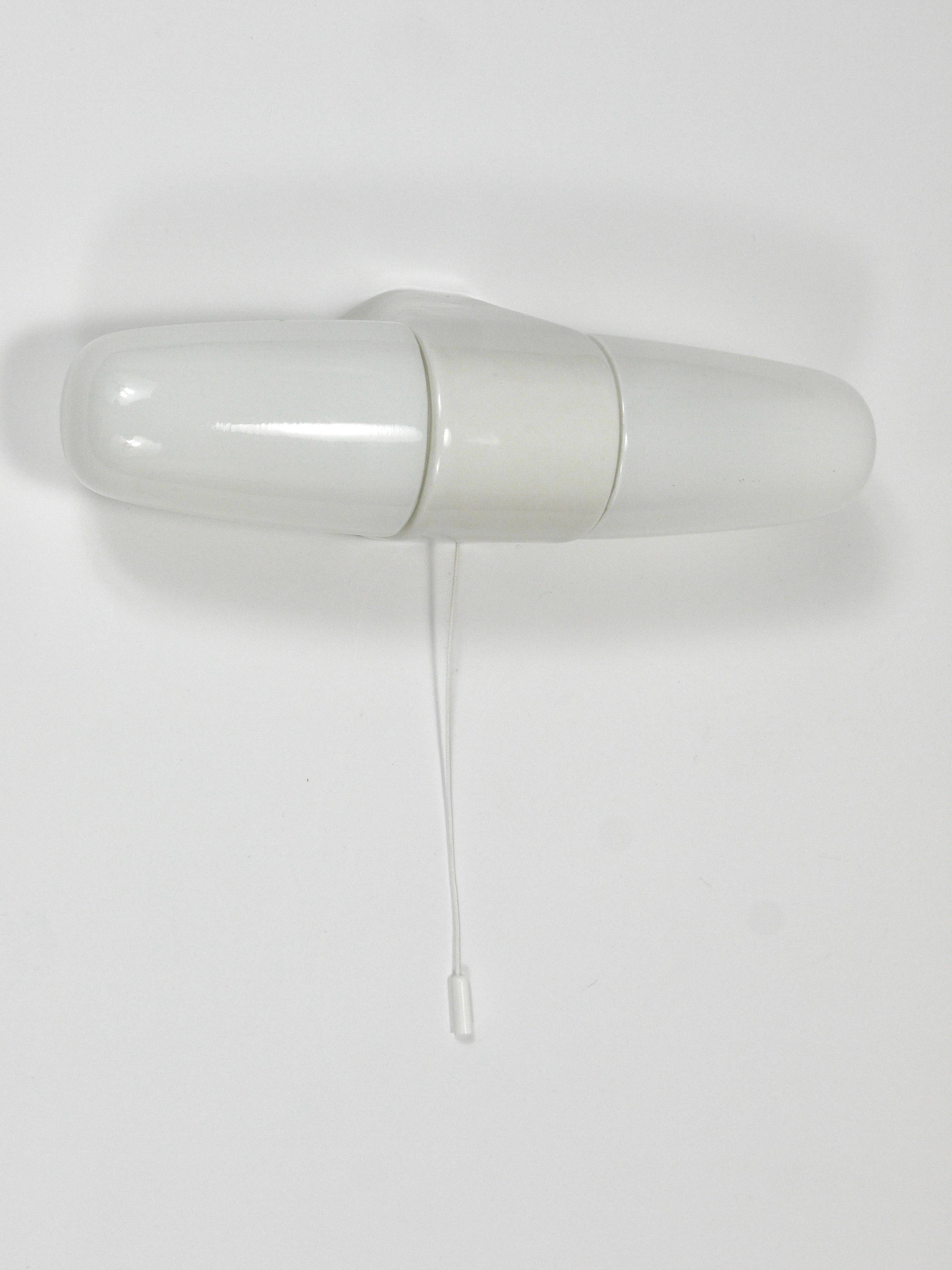 White double wall lamp Bauhaus Wilhelm Wagenfeld, Linder Germany, 1950s