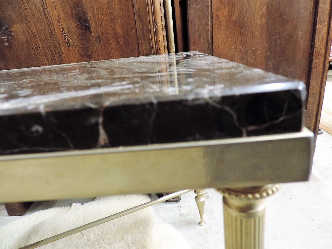Table low neo - classical marble gold metal legs on the top. 1970