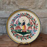 Old HB Henriot Quimper rimmed plate with Breton decor