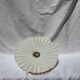 Vintage suspension opaline pleated lampshade with golden threads and claw socket.