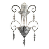 Scenographic Venetian "Rigadin"wall Sconce in Trasparent Murano Glass.