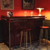 Bar from the 1960s in rosewood with 2 stools.