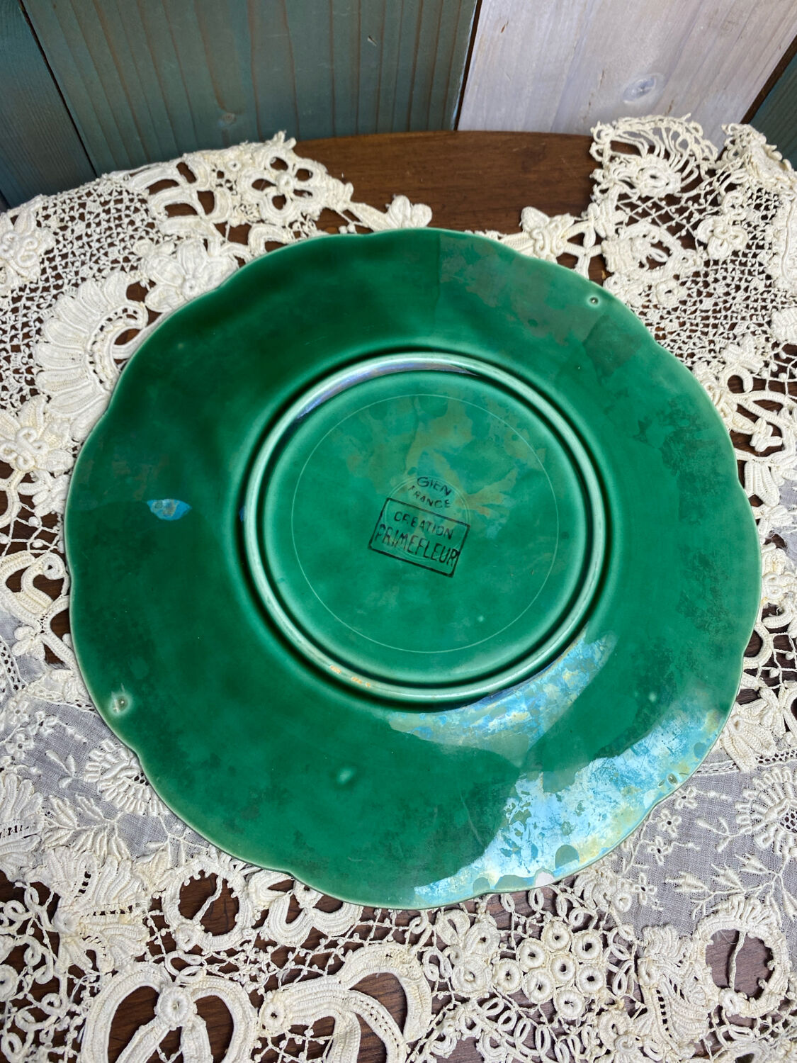 Gien stamped majolica dessert plate