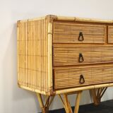 Rattan and bamboo chest of drawers