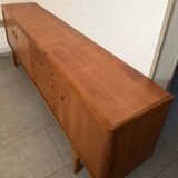 Large Danish vintage row in blond teak from the 60s