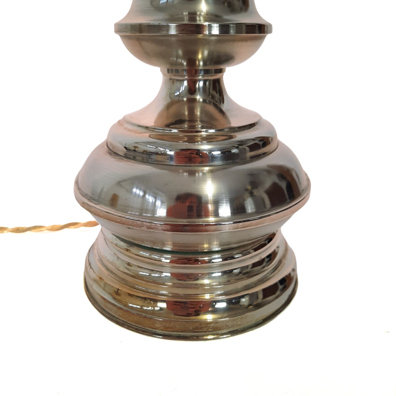 Three vintage bedside lamps in silver