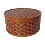 Vintage bamboo rattan round box