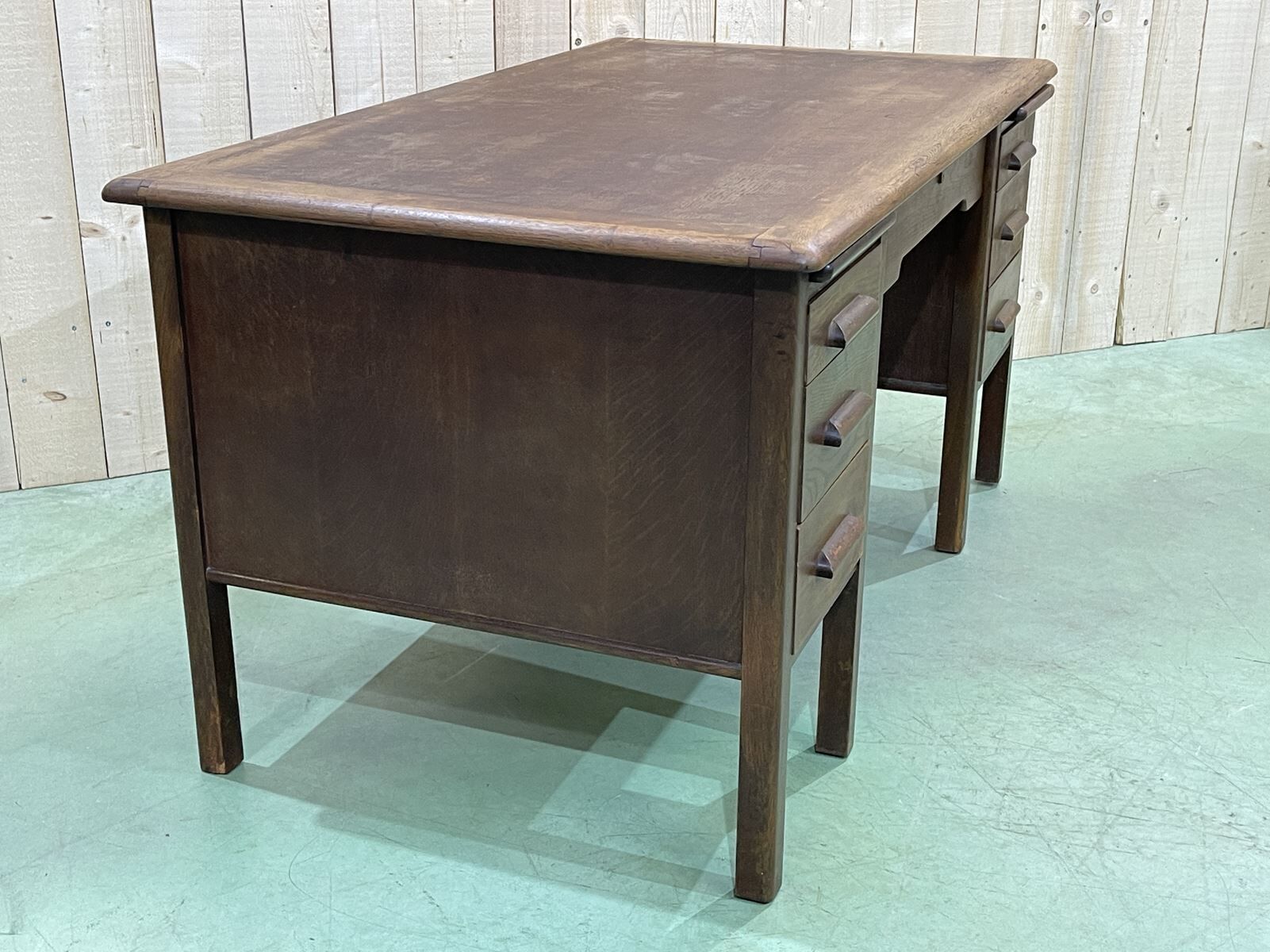 60s English flat desk in oak