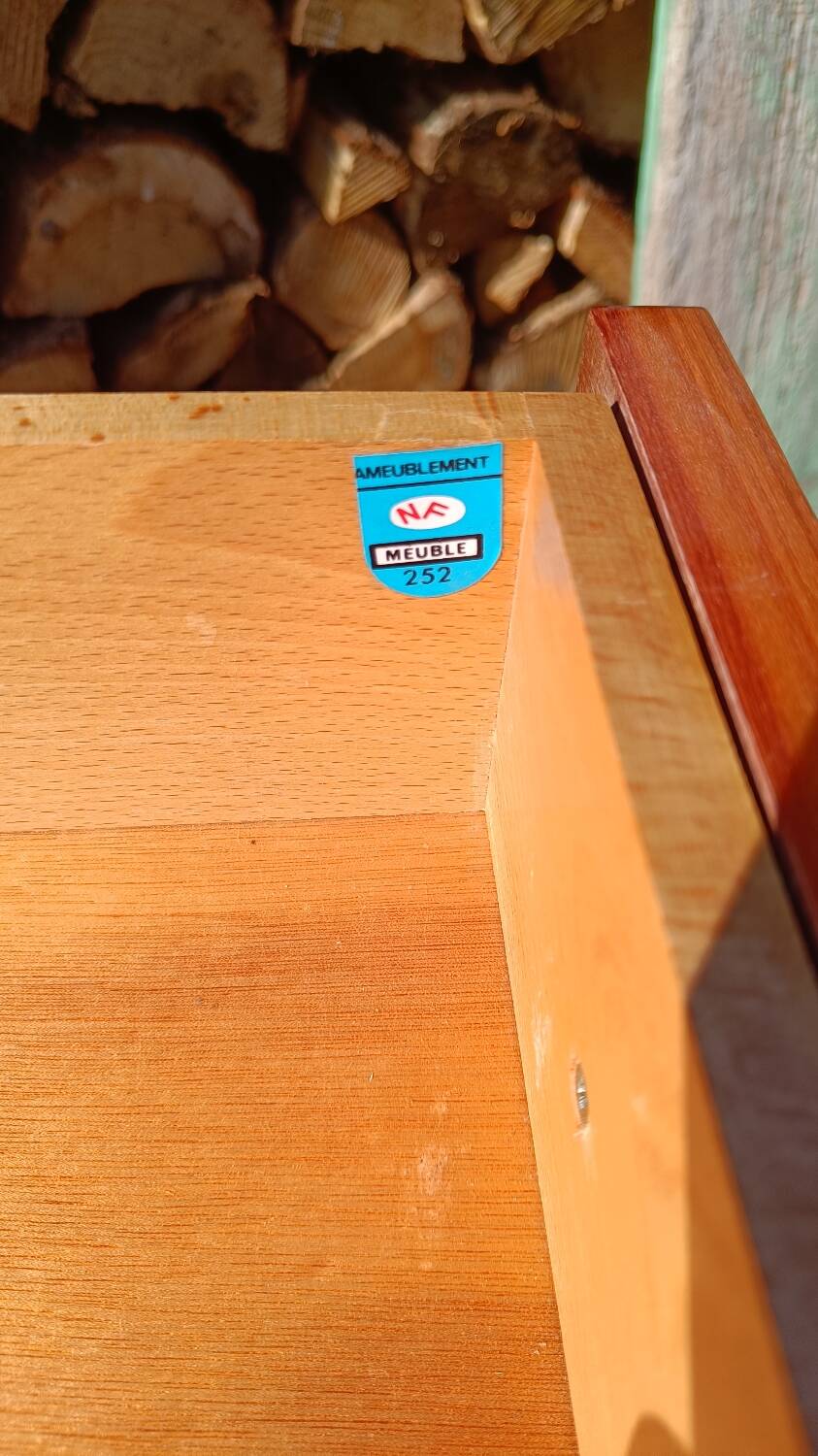 Pair of cherry wood marquetry bedside tables