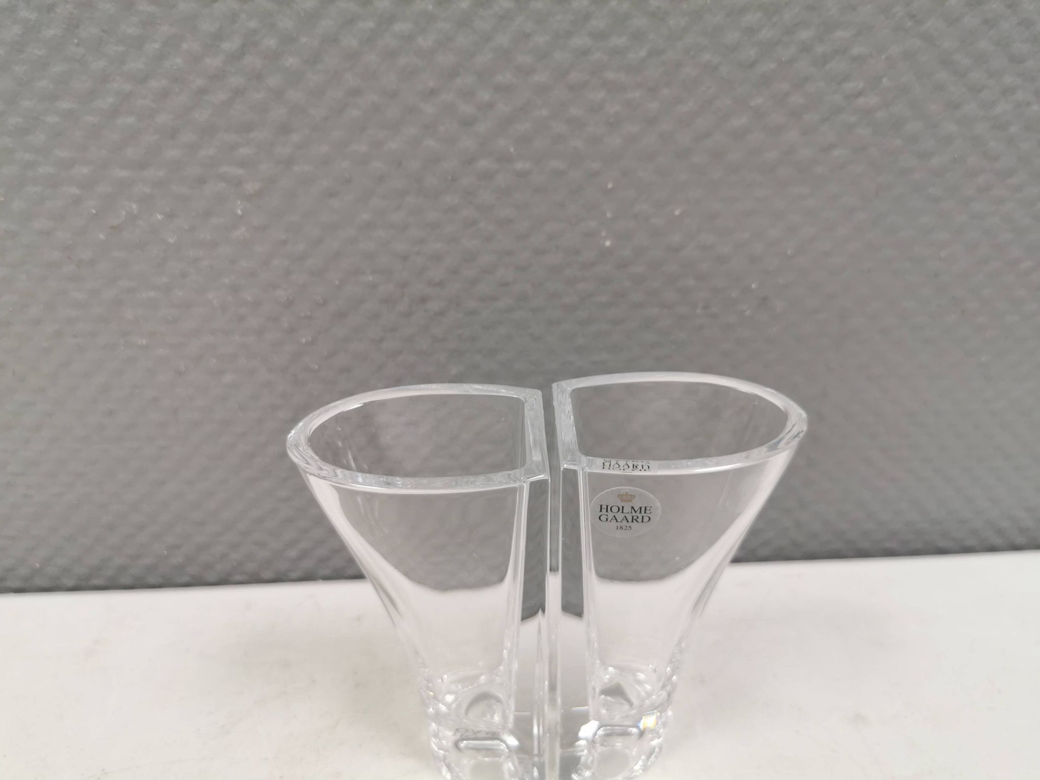 Vintage glass candlesticks/vases from the Danish Holmegaard glassworks.