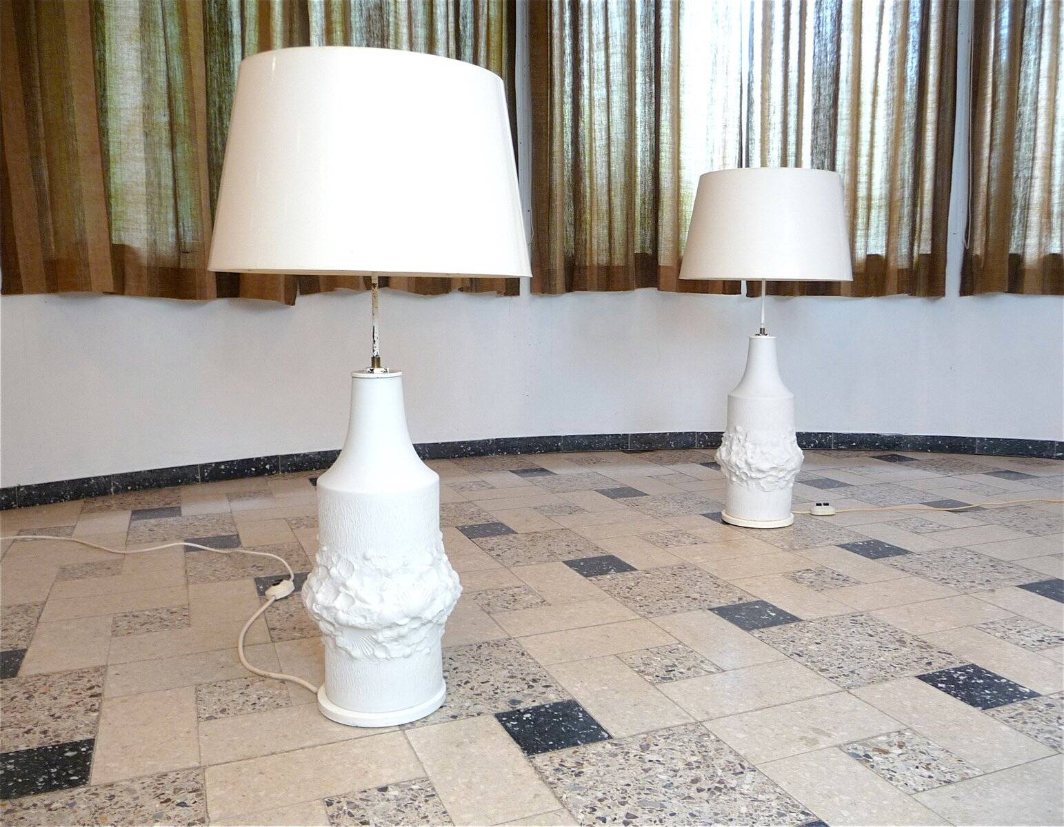 Large bisque porcelain table lamps from Kaiser, Germany 1960s, Set of 2