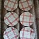 6 checked dinner plates