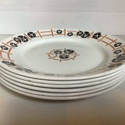 Six anciennes assiettes plates faïence année 30 modèle nymphéas