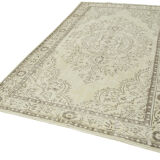 Hand-Knotted Distressed Turkish Beige Carpet 175 cm x 286 cm - 38932