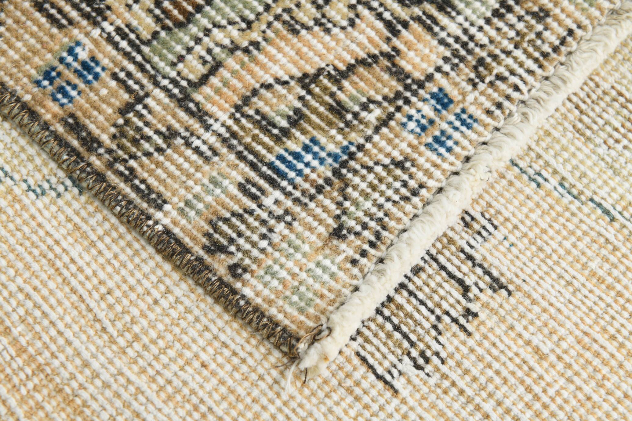 Vintage Mustard & Blue Oriental Pattern Rug, 157x254Cm