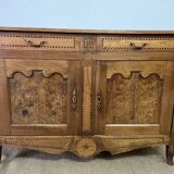 XiXth buffet in marquetry and elm magnifying glass