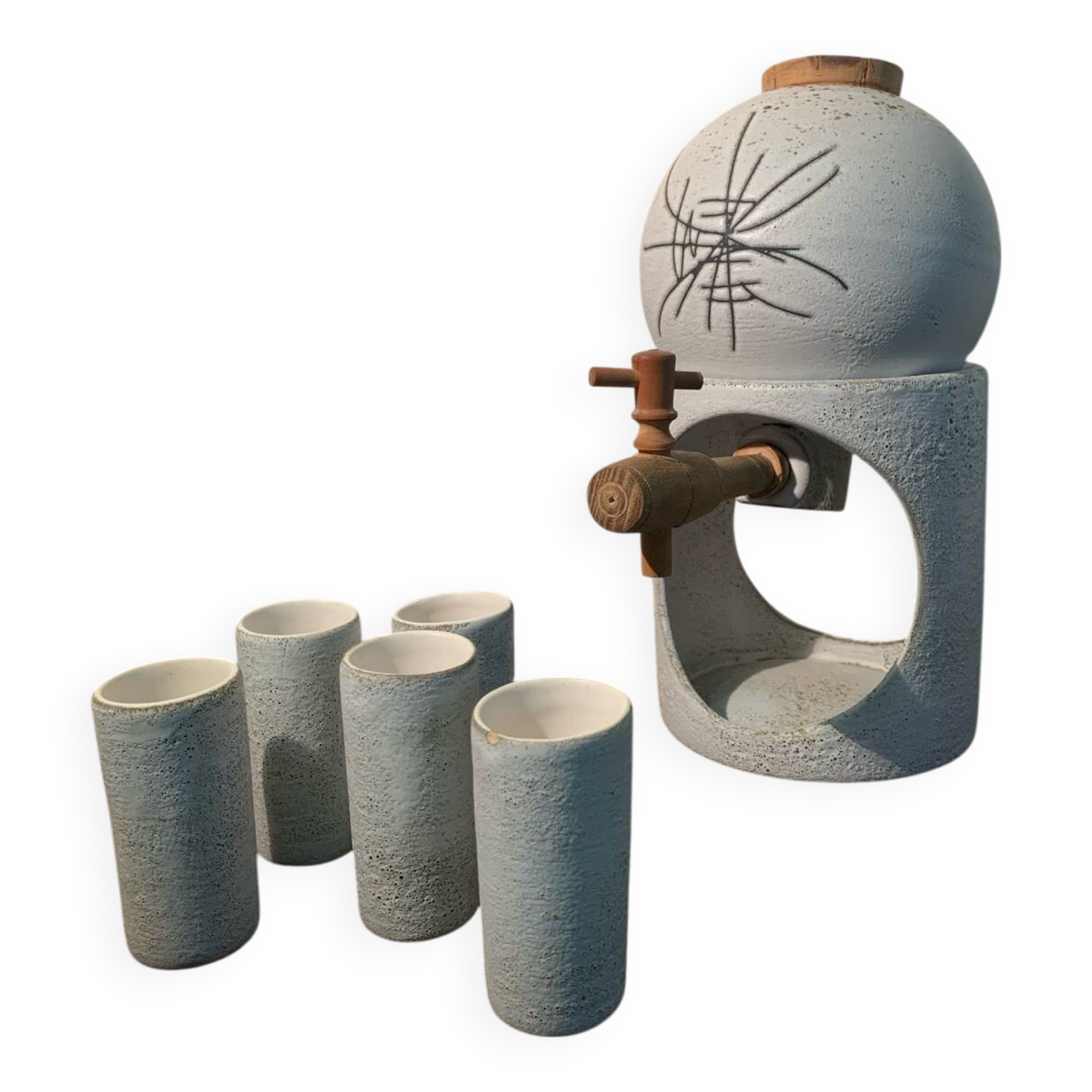 Vallauris Ceramic Fountain by Henri Cimal Vintage Circa 1960