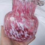Vase ball old Clichy collection blown glass speckled white pink