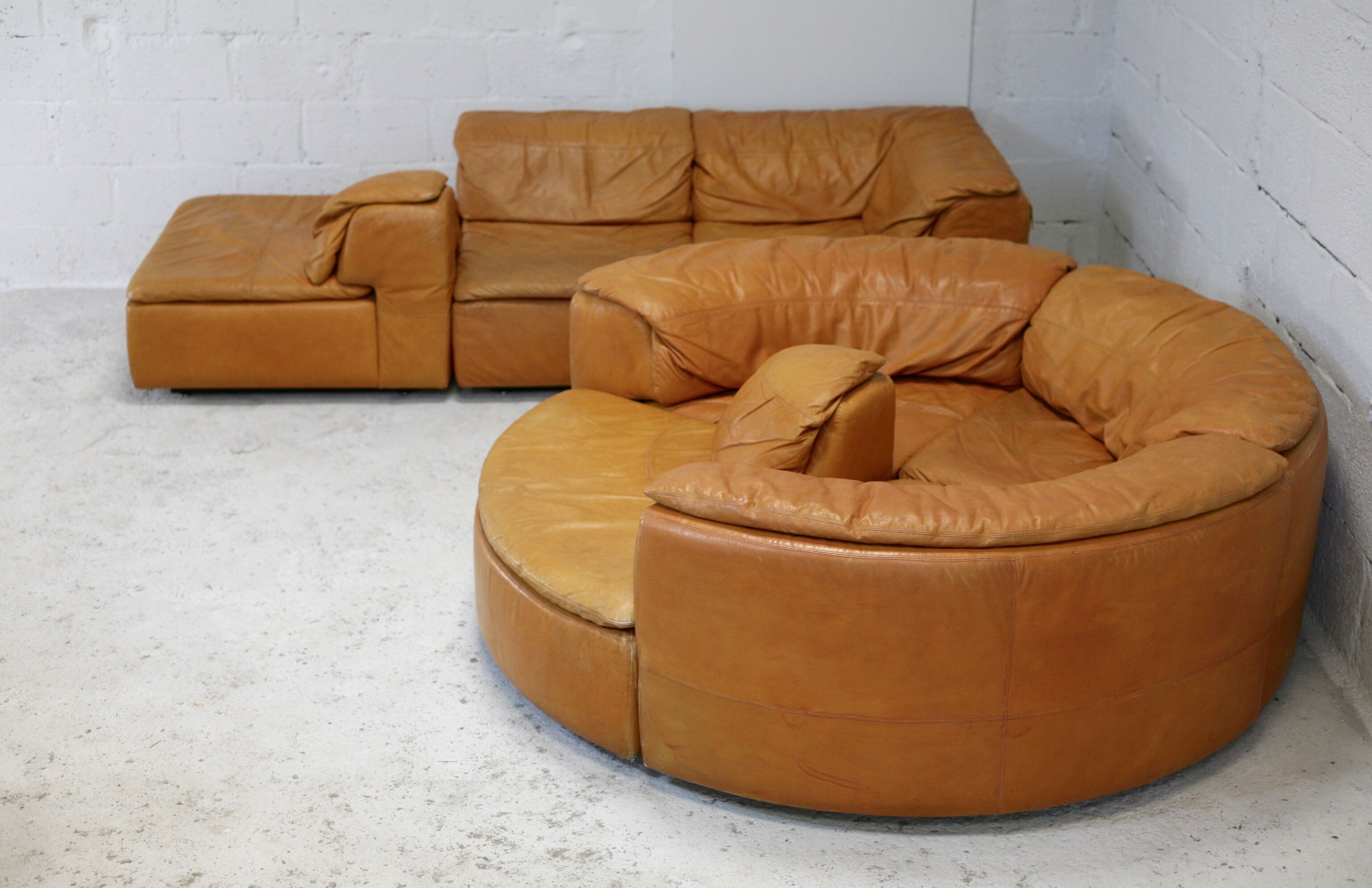 Leather modular sofa, 7 elements, 70s