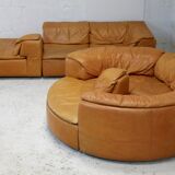 Leather modular sofa, 7 elements, 70s