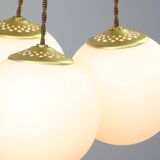 Mid-Century Italian Brass & Opaline Cluster of Lamps