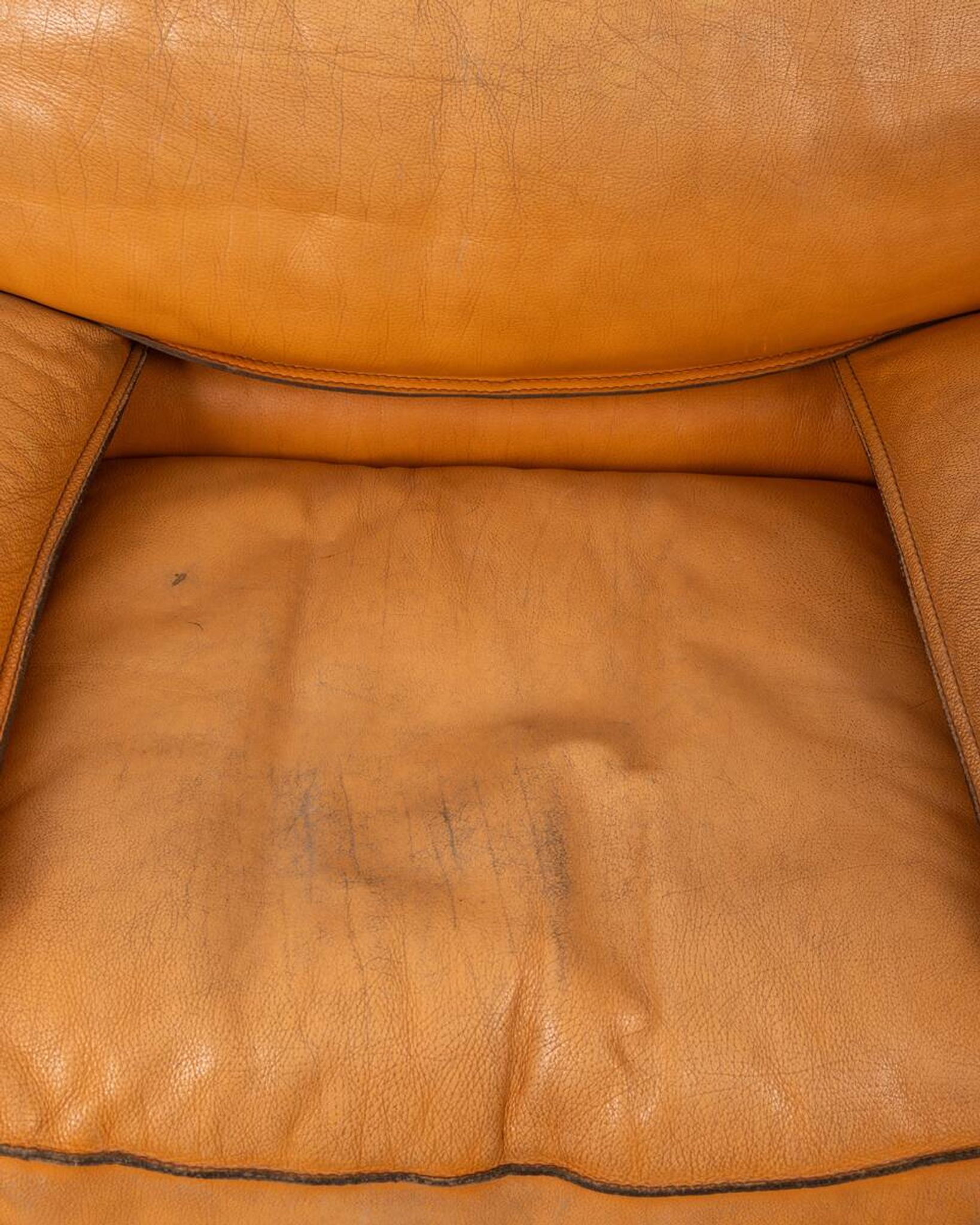 Pair of vintage 70's armchairs in beige leather design ferruccio brunati
