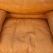 Pair of vintage 70's armchairs in beige leather design ferruccio brunati