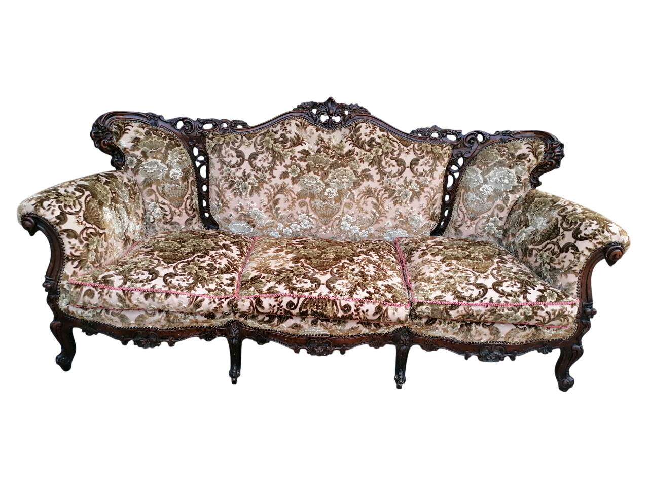 Divano et poltrone en style baroque piémontais en legno intagliato a mano e