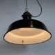Industrial Black Enamel Factory Lamp with Cast Iron Top, 1950s