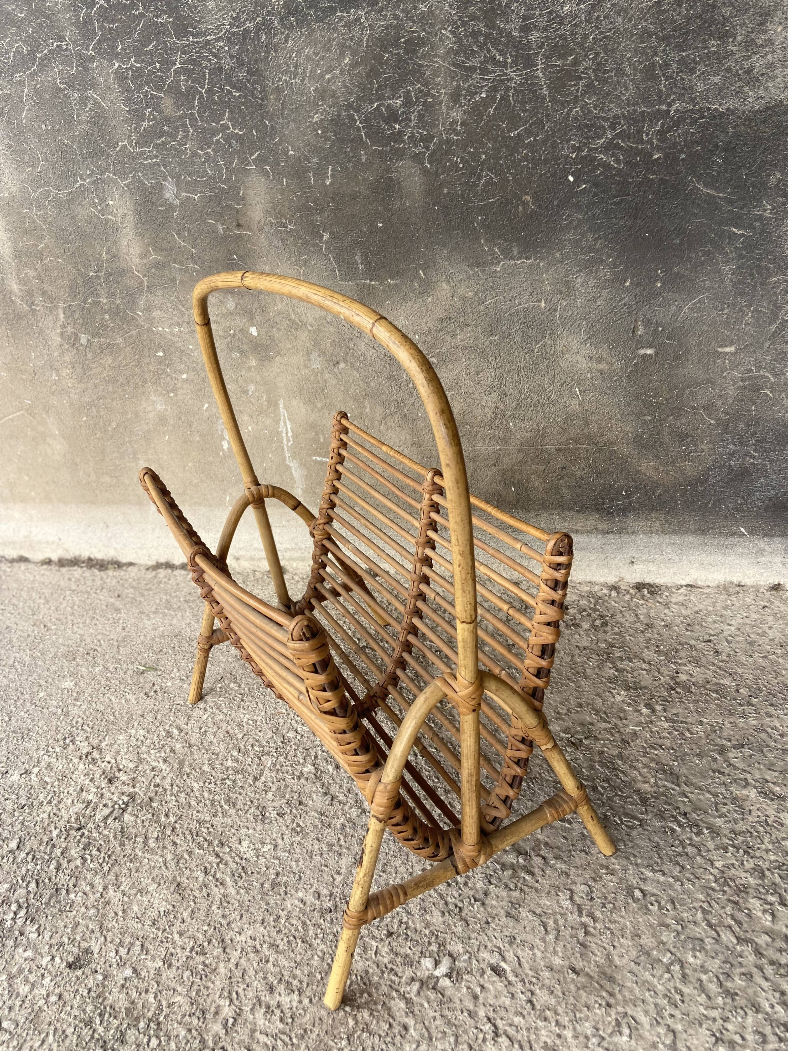 Rattan magazine holder