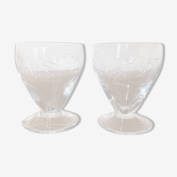 Duo de verres à eau en verre gravé