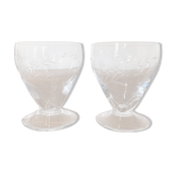 Duo of engraved glass water glasses