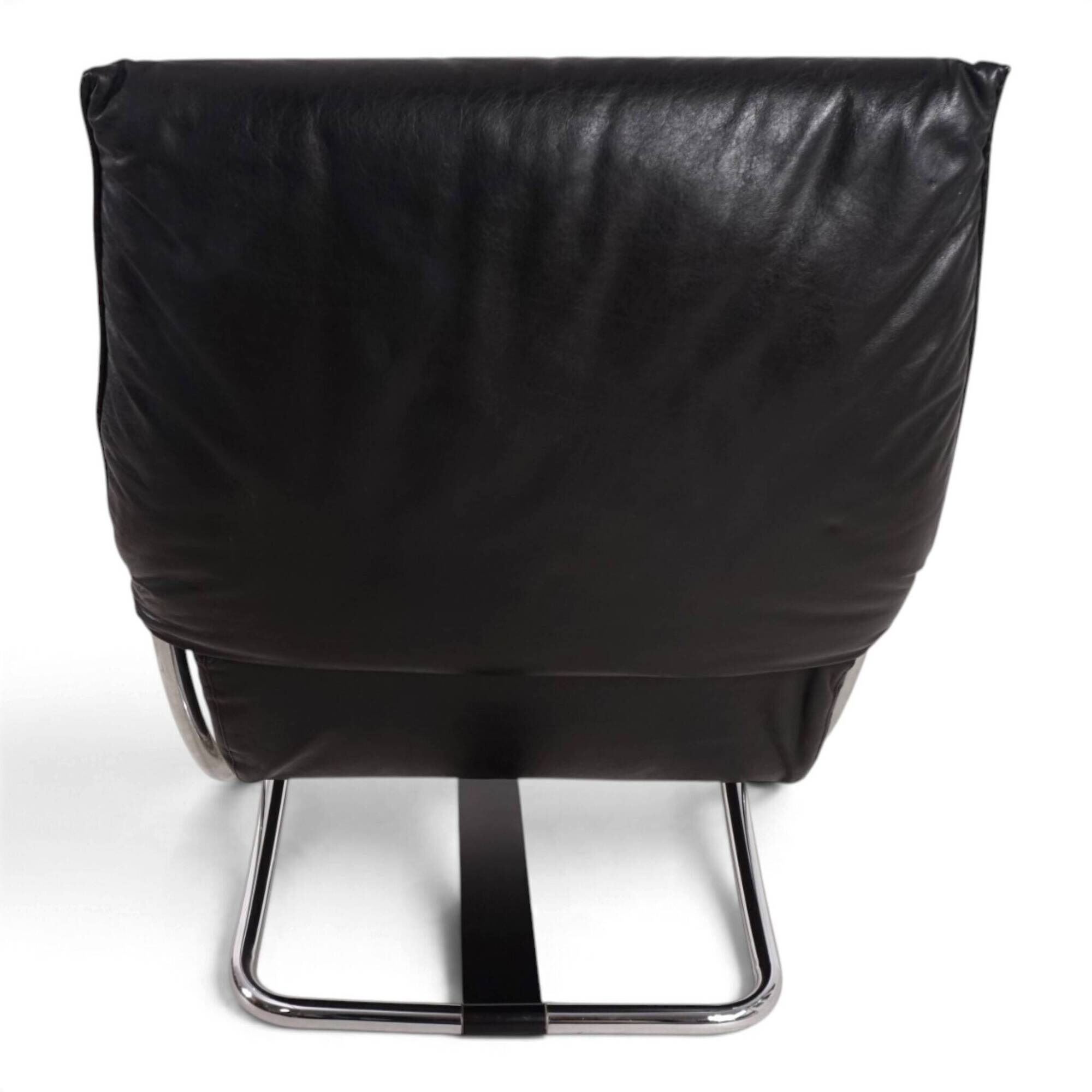 WK Möbel leather lounge chair with ottoman by Robert Haussmann, 1970