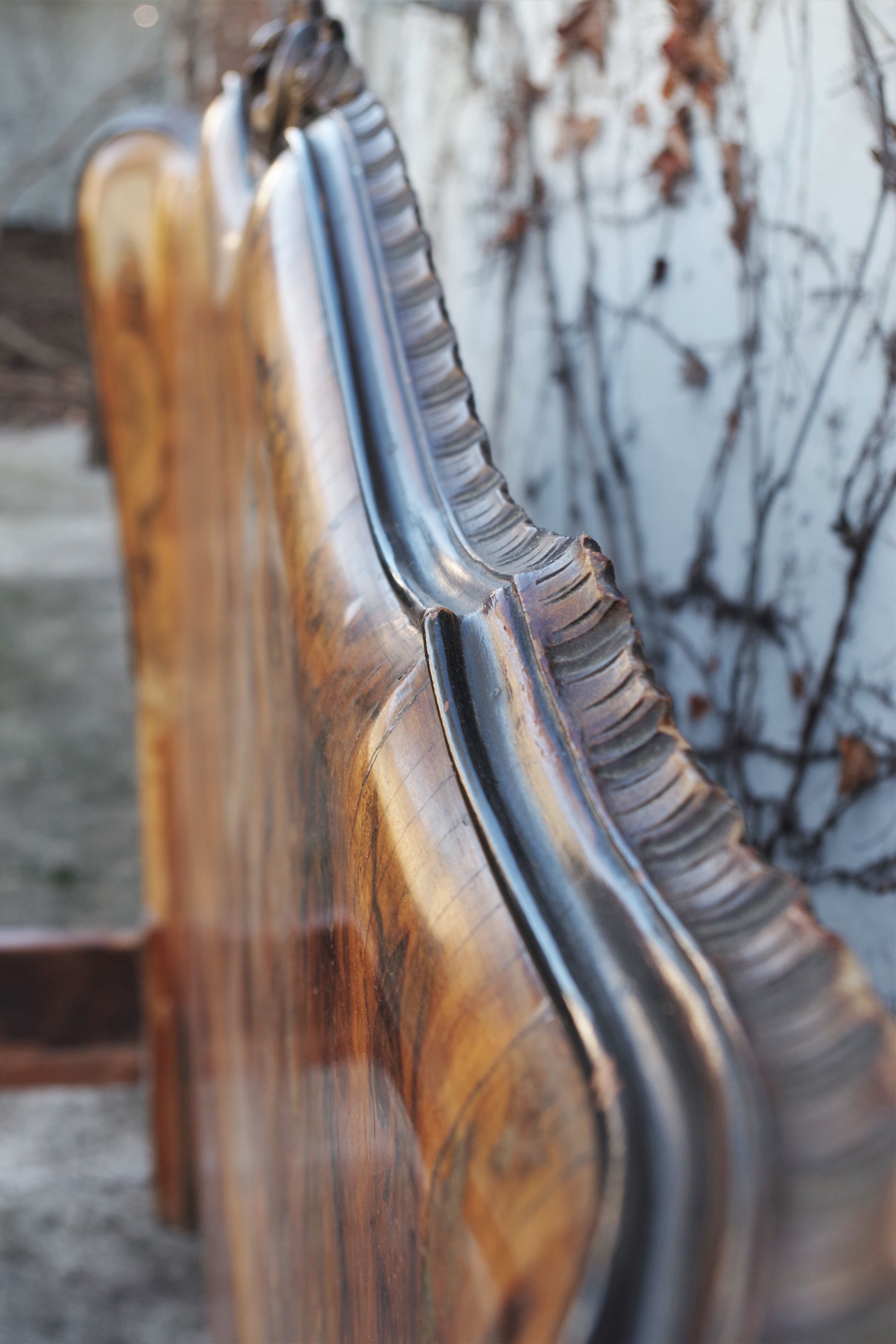 Rounded Walnut Burl Double Bed, 1950s