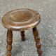 2 tripod stools in turned solid wood, Charles Dudouyt style, 1960.