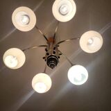 Space Age chrome and globe pendant light, Italy, 1960-70