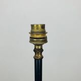 1950s tripod floor lamp, brass and black metal