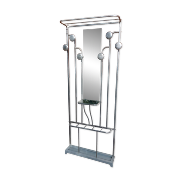 aluminium entrance coat rack, hooks, vintage, industrial