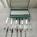 12 Silver Metal Ercuis Table Knives Box