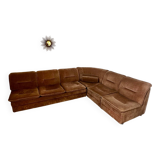 Old vintage modular corner sofa in designer velvet from the 70s/80s 4 elements