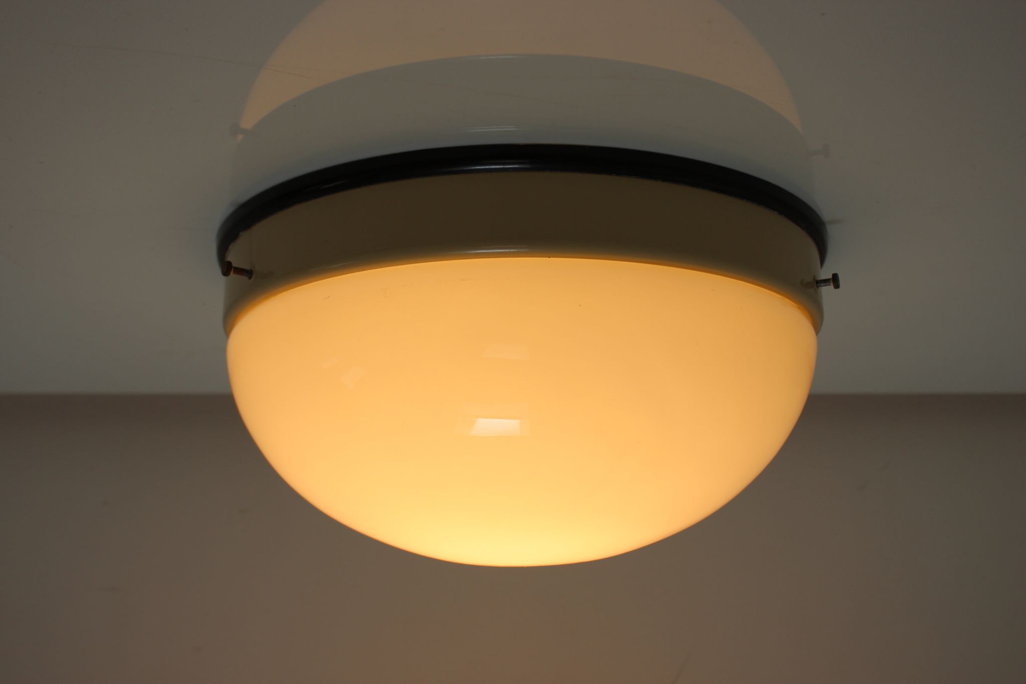Midcentury Glass Ceiling Lamp, Flush Mount or Wall Lamp, 1960s